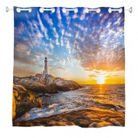 Goodbath Ringless Ocean Sunset Waterproof Polyester Shower Curtains,  72 Inch by 72 Inch